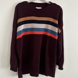 American Eagle soft oversized striped colorblocked maroon sweater